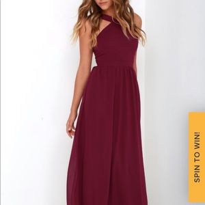 Lulus Air of Romance burgundy maxi dress